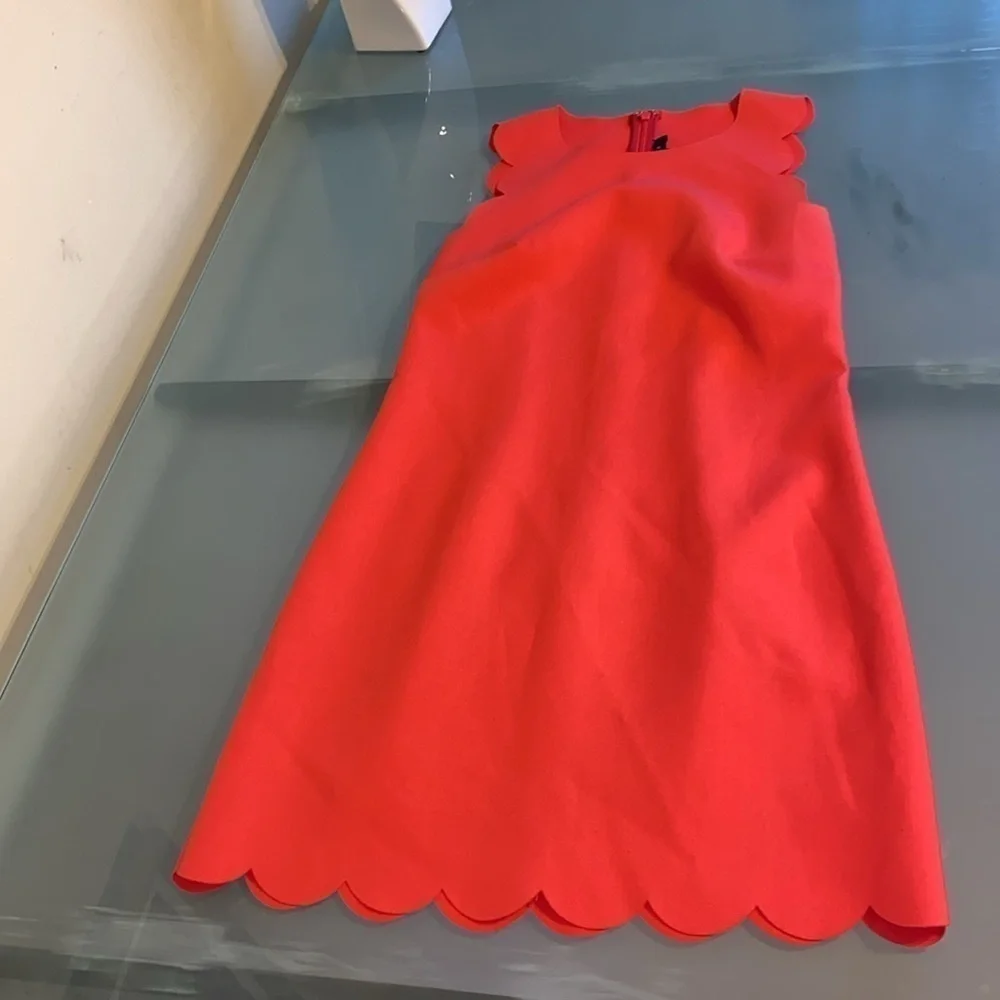 J Crew Dress J. Crew Red Scalloped Sleeveless Dress Like NEW Size 00